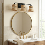 Moonlit Three Lights Wall Sconce With Rattan Shade, Bathroom Lighting Fixtures Over Mirror from Ashcroft Furniture - Luna Furniture