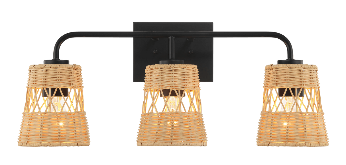 Moonlit Three Lights Wall Sconce With Rattan Shade, Bathroom Lighting Fixtures Over Mirror from Ashcroft Furniture - Luna Furniture