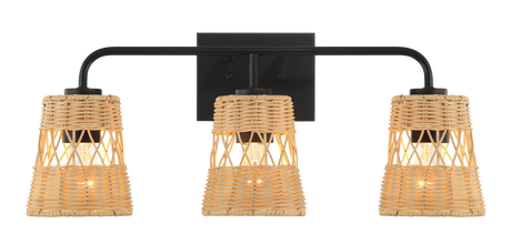 Moonlit Three Lights Wall Sconce With Rattan Shade, Bathroom Lighting Fixtures Over Mirror from Ashcroft Furniture - Luna Furniture