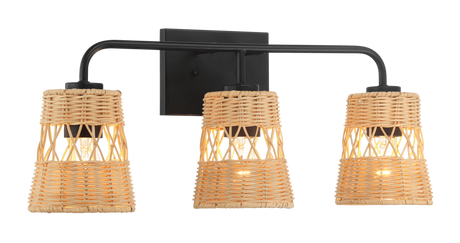 Moonlit Three Lights Wall Sconce With Rattan Shade, Bathroom Lighting Fixtures Over Mirror from Ashcroft Furniture - Luna Furniture