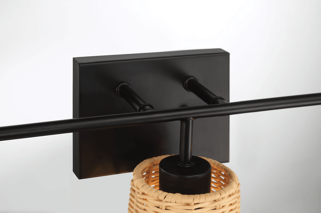 Moonlit Three Lights Wall Sconce With Rattan Shade, Bathroom Lighting Fixtures Over Mirror from Midinmod - Luna Furniture