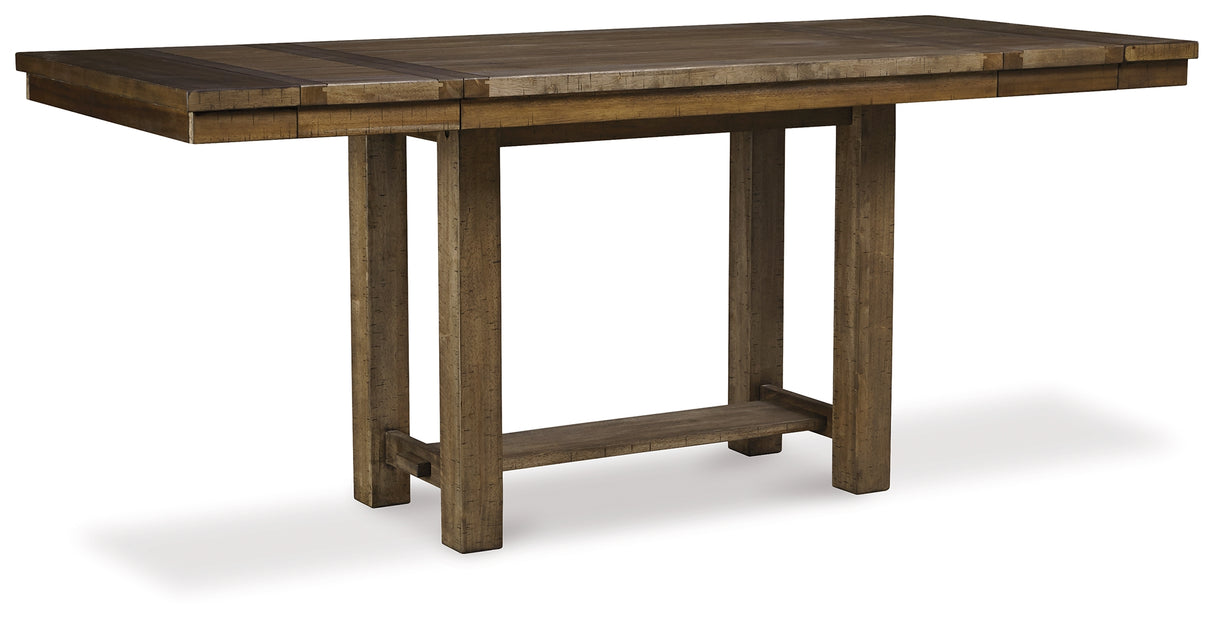 Moriville Counter Height Dining Table and 4 Barstools with Storage in Grayish Brown from Ashley - Luna Furniture