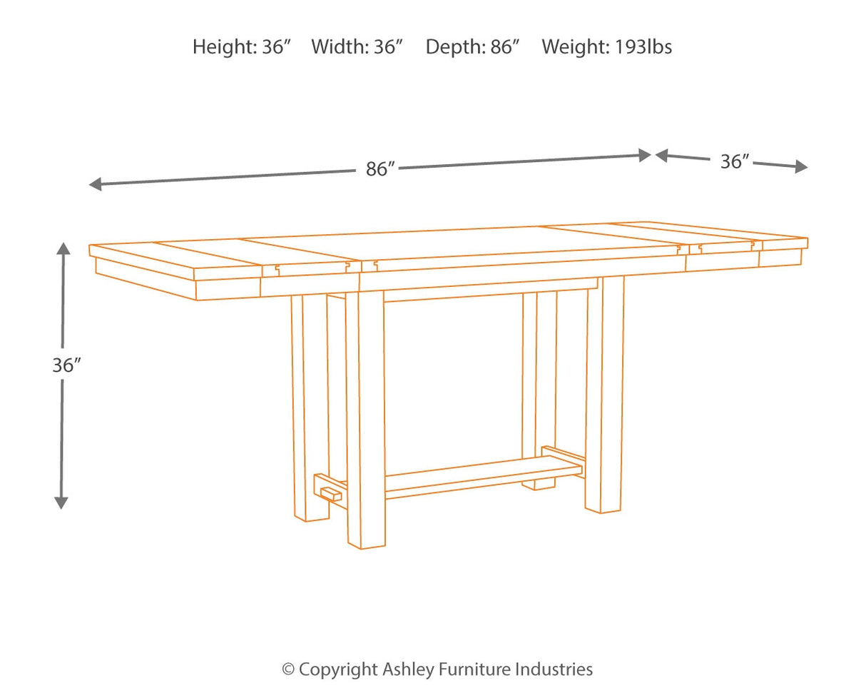 Moriville Counter Height Dining Table and 6 Barstools in Grayish Brown from Ashley Furniture - Luna Furniture
