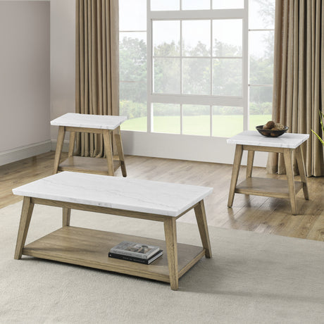 Vida White Marble Top 3-Piece Table Set from Steve Silver - Luna Furniture