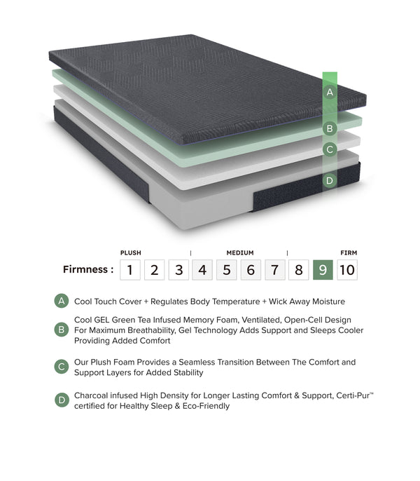 MT-UNG11Q 11" Queen Green Tea Gel-Infused Memory Foam Mattress