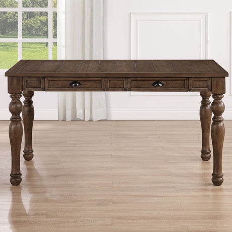 Joanna 59.5″ 4-Drawer Dining Table, Brown from Steve Silver - Luna Furniture