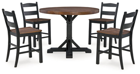 Valebeck Counter Height Dining Table and 4 Barstools with Storage in Multi from Ashley - Luna Furniture