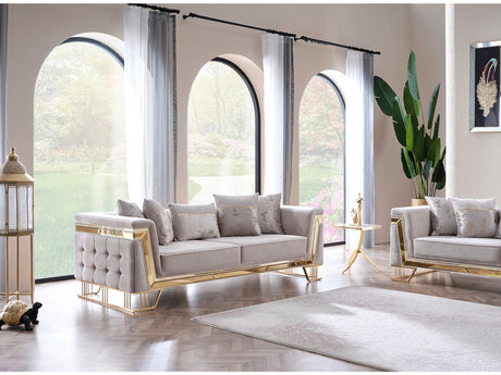 Munich Stationary Sofa in Cream from Furnia - Luna Furniture