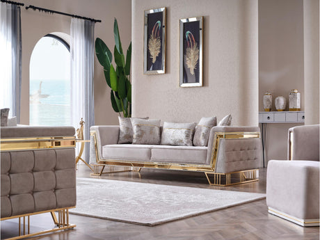 Munich Stationary Sofa in Cream from Furnia - Luna Furniture