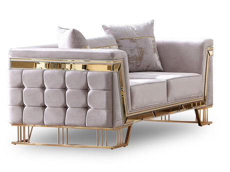 Munich 3-pieces (Sofa & Loveseat & Chair) Livingroom Set in Cream from Furnia - Luna Furniture