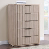 Henry 5-Drawer Reeded Chest, Tan Finish from Steve Silver - Luna Furniture