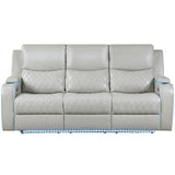 Luna Home Cinema Power Reclining Sofa, Ice Vegan Leather from Steve Silver - Luna Furniture