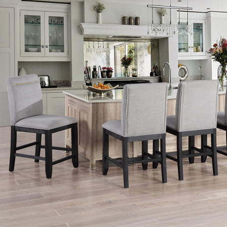Yves Charcoal/Gray Upholstered 24″ Counter Stool, Set of 2 from Steve Silver - Luna Furniture