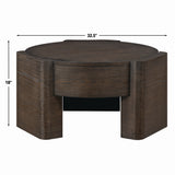 Salina Mocha 32.5″ Round Coffee Table with Casters from Steve Silver - Luna Furniture