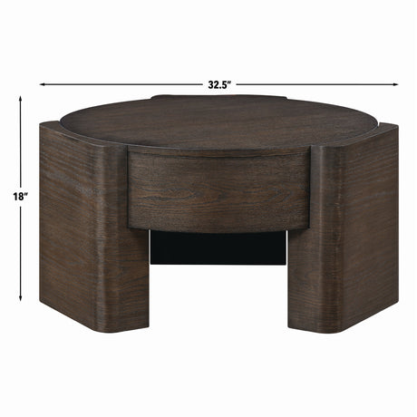 Salina Mocha 32.5″ Round Coffee Table with Casters from Steve Silver - Luna Furniture
