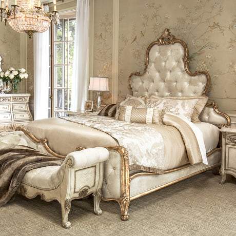Platine De Royale Antique Platinum Cal King Panel Bed from Michael Amini - Luna Furniture