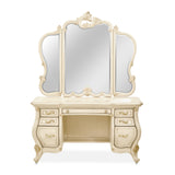 Platine De Royale Champagne Vanity With Mirror & Glass Top from Michael Amini - Luna Furniture