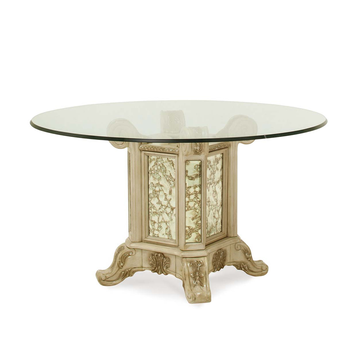 Platine De Royale Champagne Round Dining Table from Michael Amini - Luna Furniture