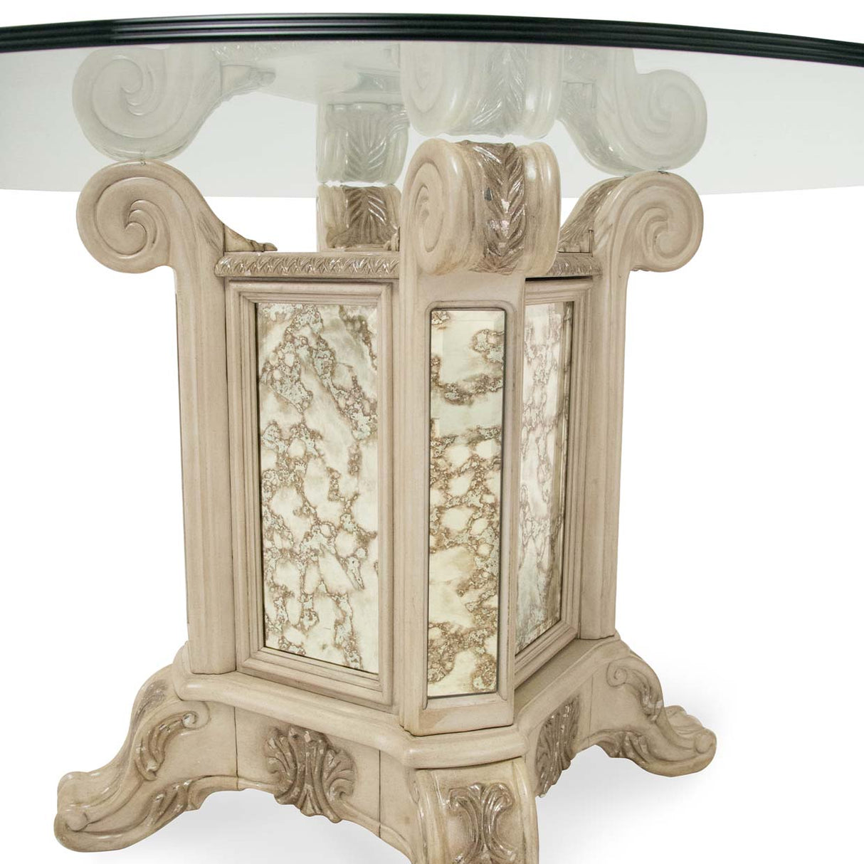 Platine De Royale Champagne Round Dining Table from Michael Amini - Luna Furniture