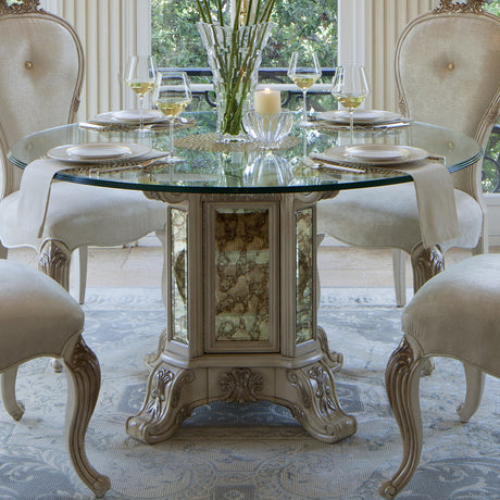 Platine De Royale Champagne Round Dining Table from Michael Amini - Luna Furniture