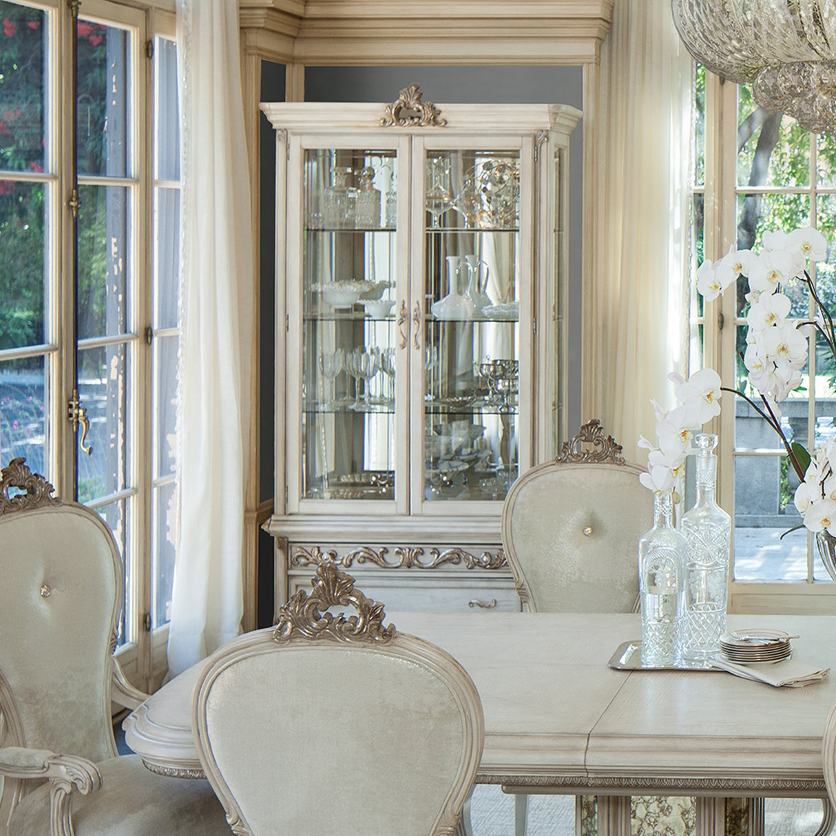 Platine De Royale Champagne Curio Cabinet from Michael Amini - Luna Furniture