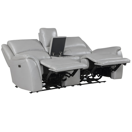 Alexandria Stone Top-Grain Leather Power Reclining Console Loveseat from Steve Silver - Luna Furniture