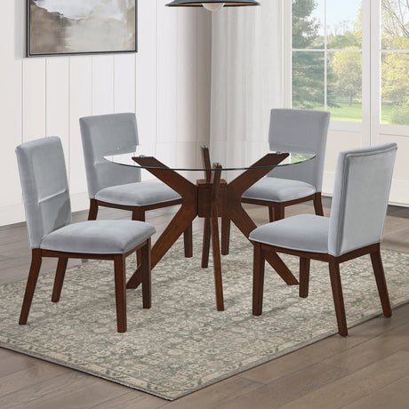 Zen 5-Piece Dining Set with Gray Velvet Side Chairs from Steve Silver - Luna Furniture