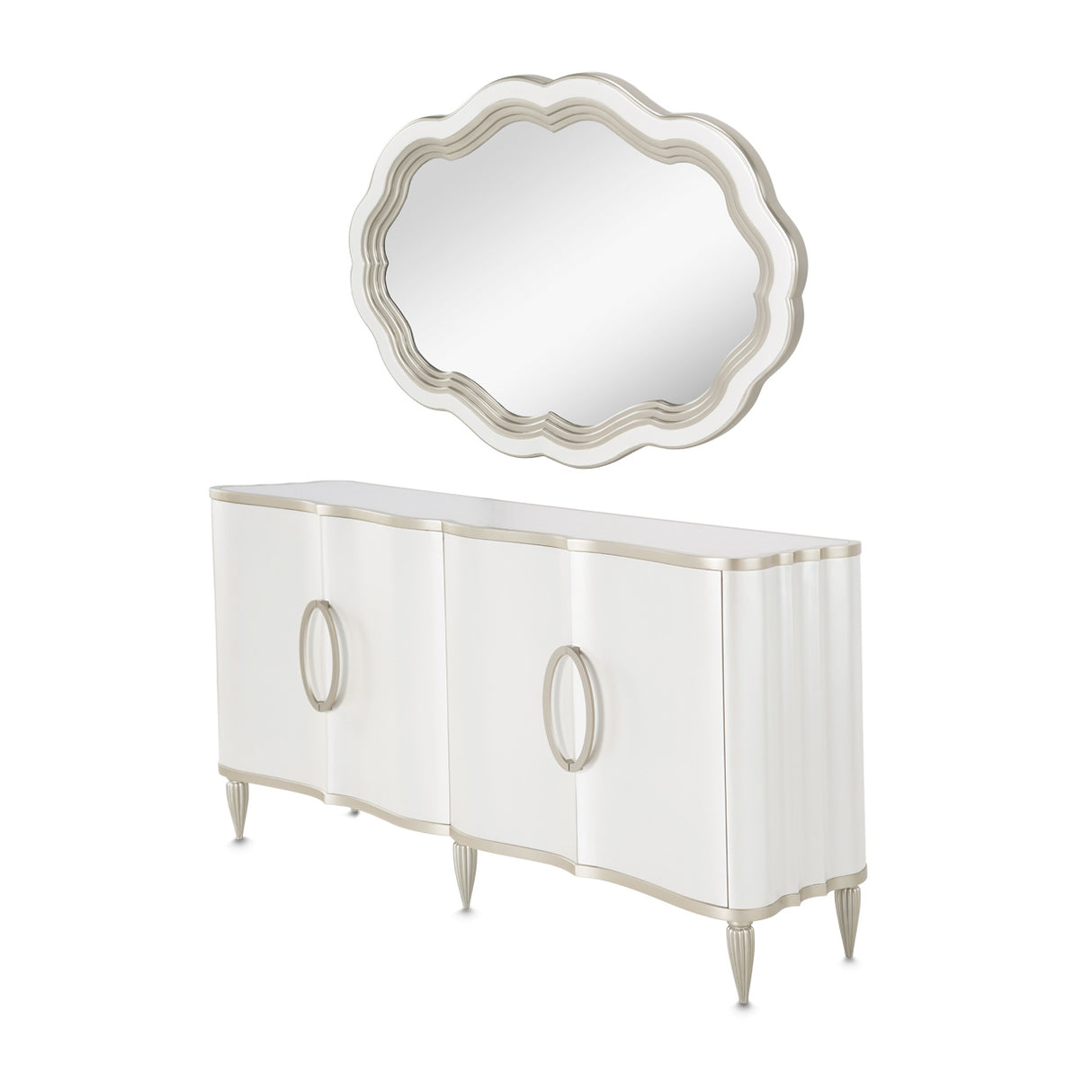 London Place Creamy Pearl Sideboard With Mirror from Michael Amini - Luna Furniture