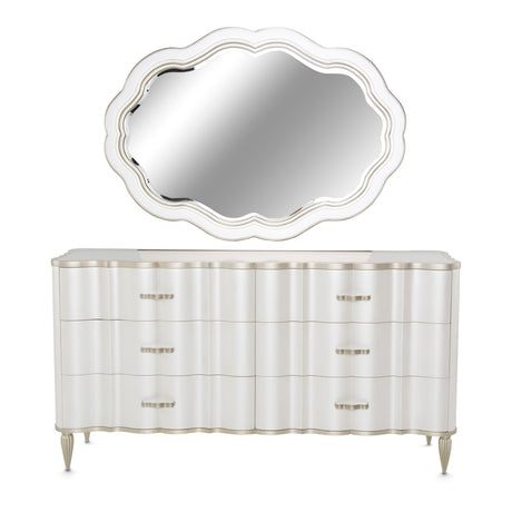 London Place Creamy Pearl Dresser With Mirror from Michael Amini - Luna Furniture