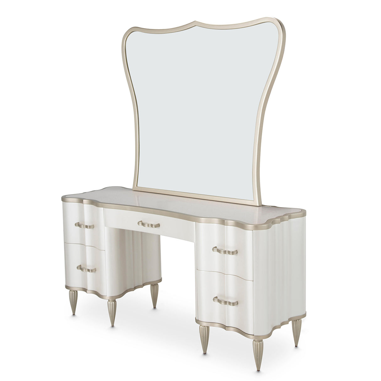 London Place Creamy Pearl Vanity With Mirror from Michael Amini - Luna Furniture