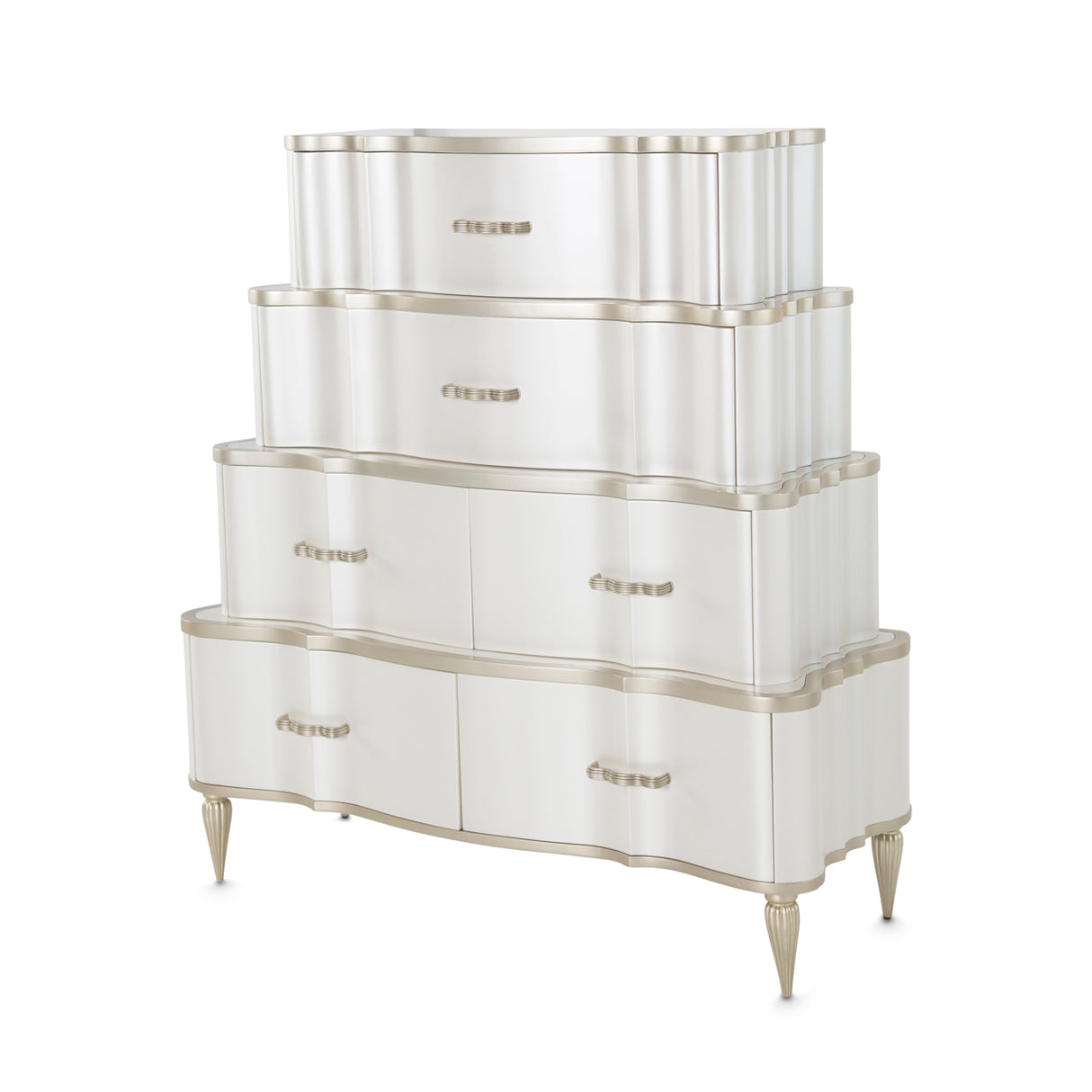 London Place Creamy Pearl Tiered Chest from Michael Amini - Luna Furniture