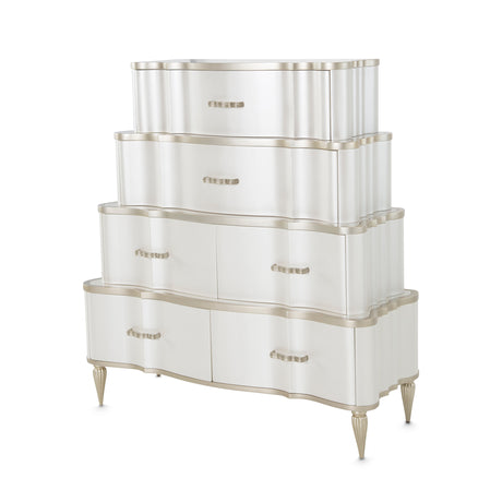 London Place Creamy Pearl Tiered Chest from Michael Amini - Luna Furniture