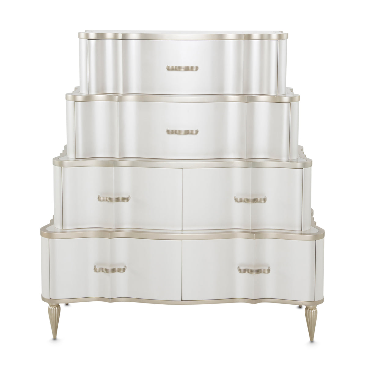 London Place Creamy Pearl Tiered Chest from Michael Amini - Luna Furniture