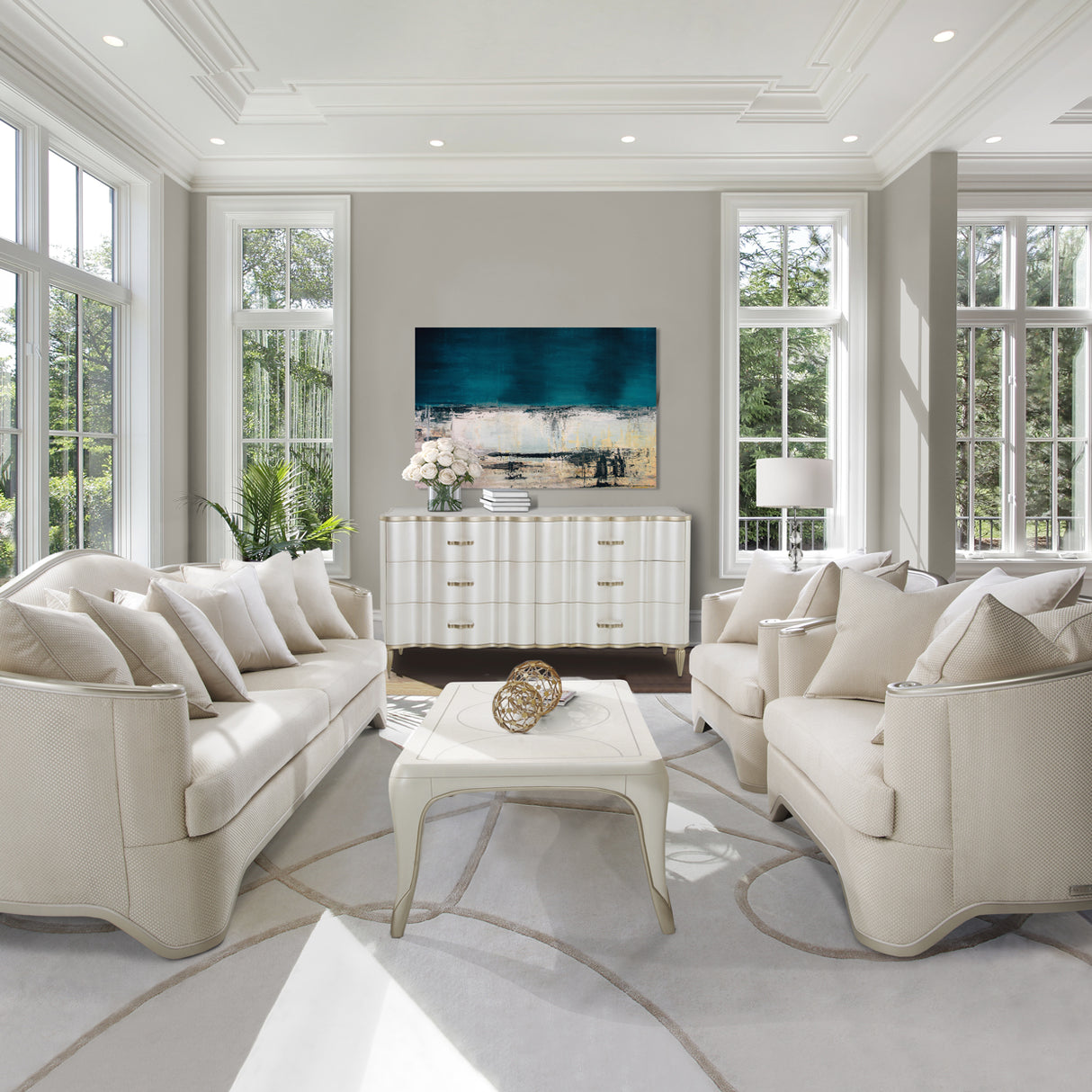 London Place Creamy Pearl Cocktail Table from Michael Amini - Luna Furniture