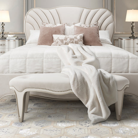 London Place Creamy Pearl Accent Bench from Michael Amini - Luna Furniture