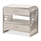 Roxbury Park Stainless Steel Metal Nightstand from Michael Amini - Luna Furniture