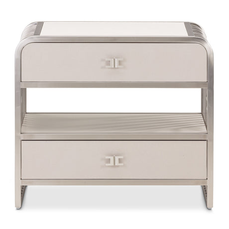 Roxbury Park Stainless Steel Metal Nightstand from Michael Amini - Luna Furniture