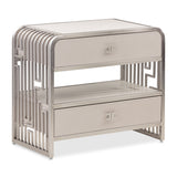 Roxbury Park Stainless Steel Metal Nightstand from Michael Amini - Luna Furniture