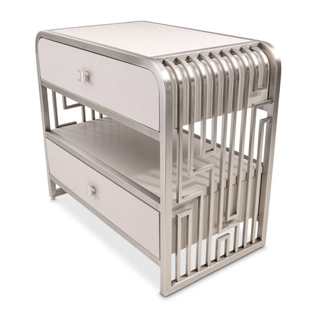 Roxbury Park Stainless Steel Metal Nightstand from Michael Amini - Luna Furniture
