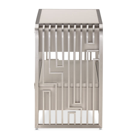 Roxbury Park Stainless Steel Metal Nightstand from Michael Amini - Luna Furniture