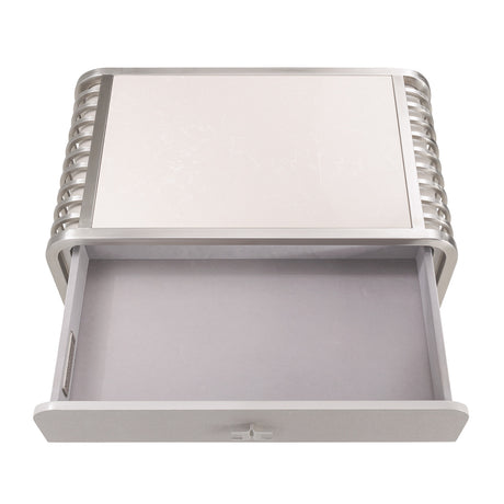 Roxbury Park Stainless Steel Metal Nightstand from Michael Amini - Luna Furniture