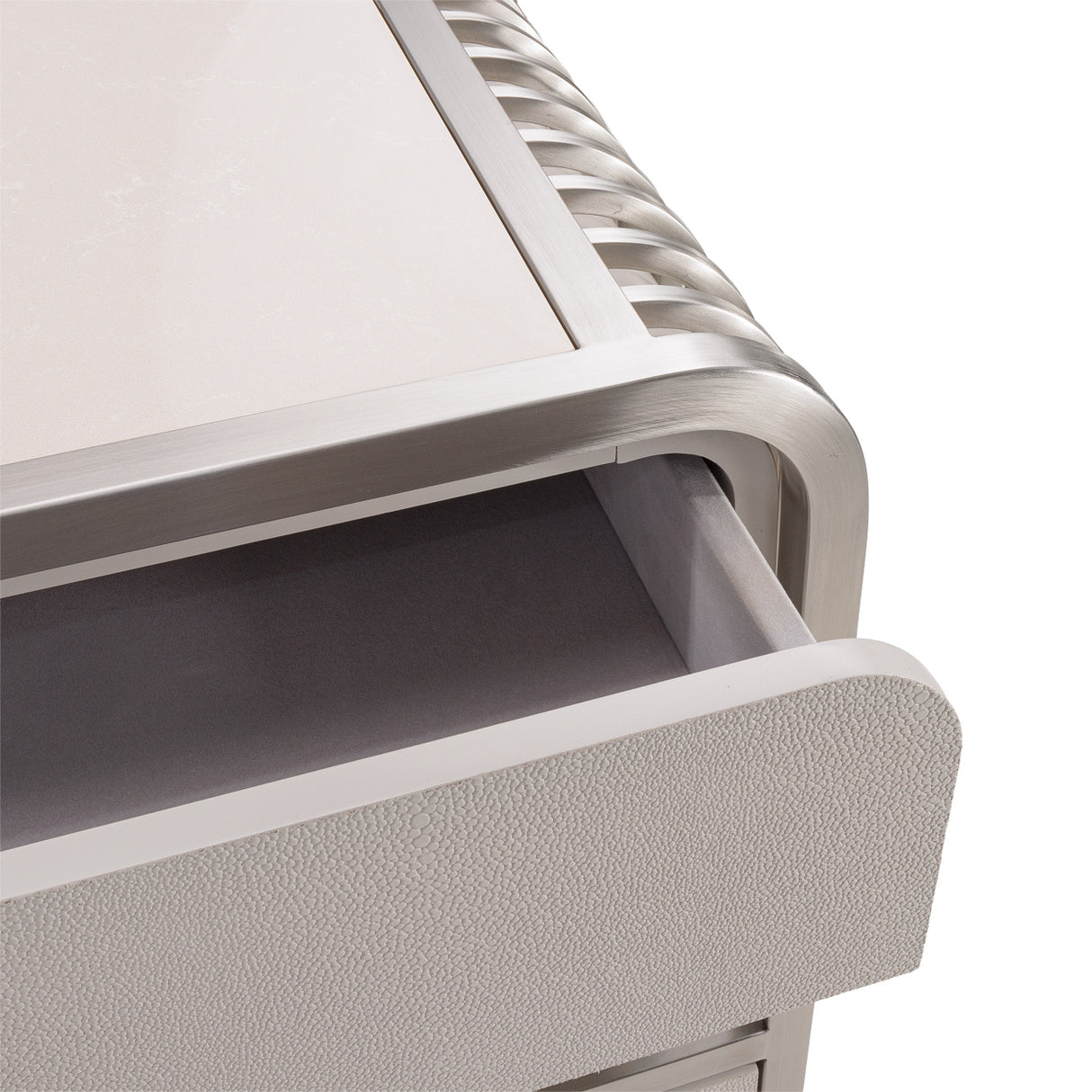 Roxbury Park Stainless Steel Metal Nightstand from Michael Amini - Luna Furniture
