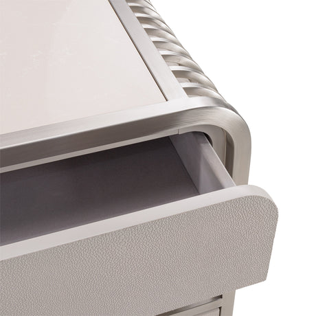 Roxbury Park Stainless Steel Metal Nightstand from Michael Amini - Luna Furniture