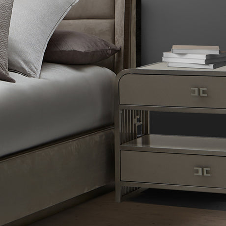 Roxbury Park Stainless Steel Metal Nightstand from Michael Amini - Luna Furniture