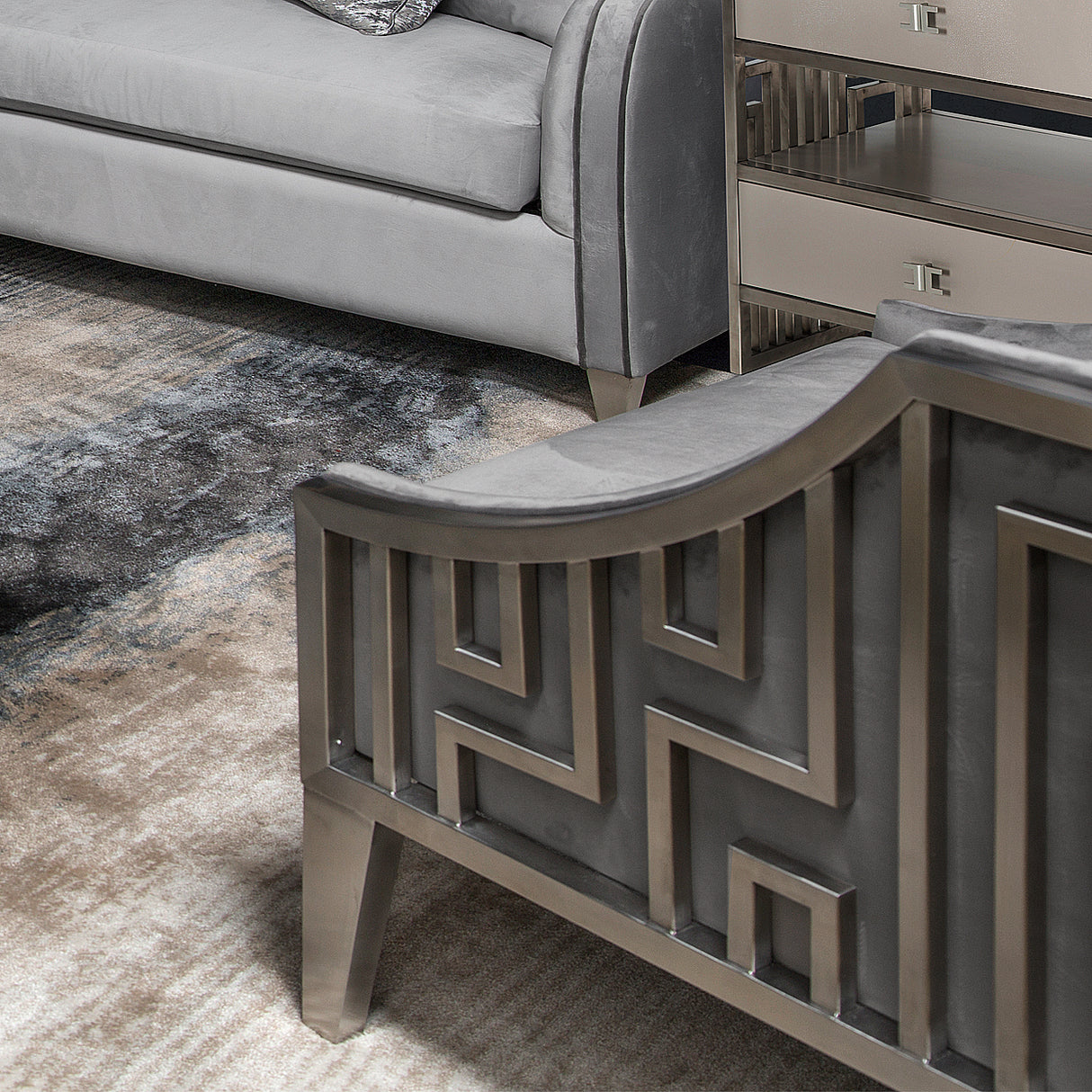 Roxbury Park Stainless Steel Accent Chair from Michael Amini - Luna Furniture