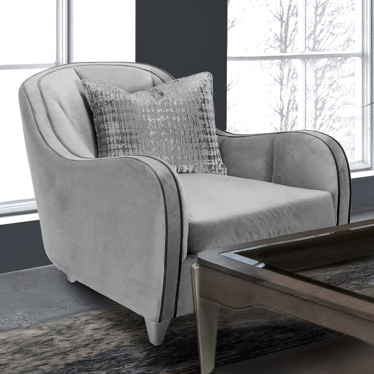 Roxbury Park Slate Matching Chair from Michael Amini - Luna Furniture