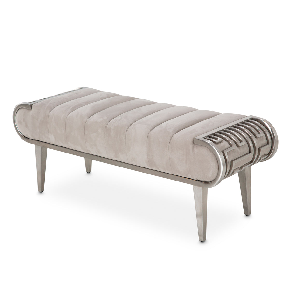 Roxbury Park Stainless Steel Channel-tufted Bench from Michael Amini - Luna Furniture