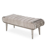 Roxbury Park Stainless Steel Channel-tufted Bench from Michael Amini - Luna Furniture