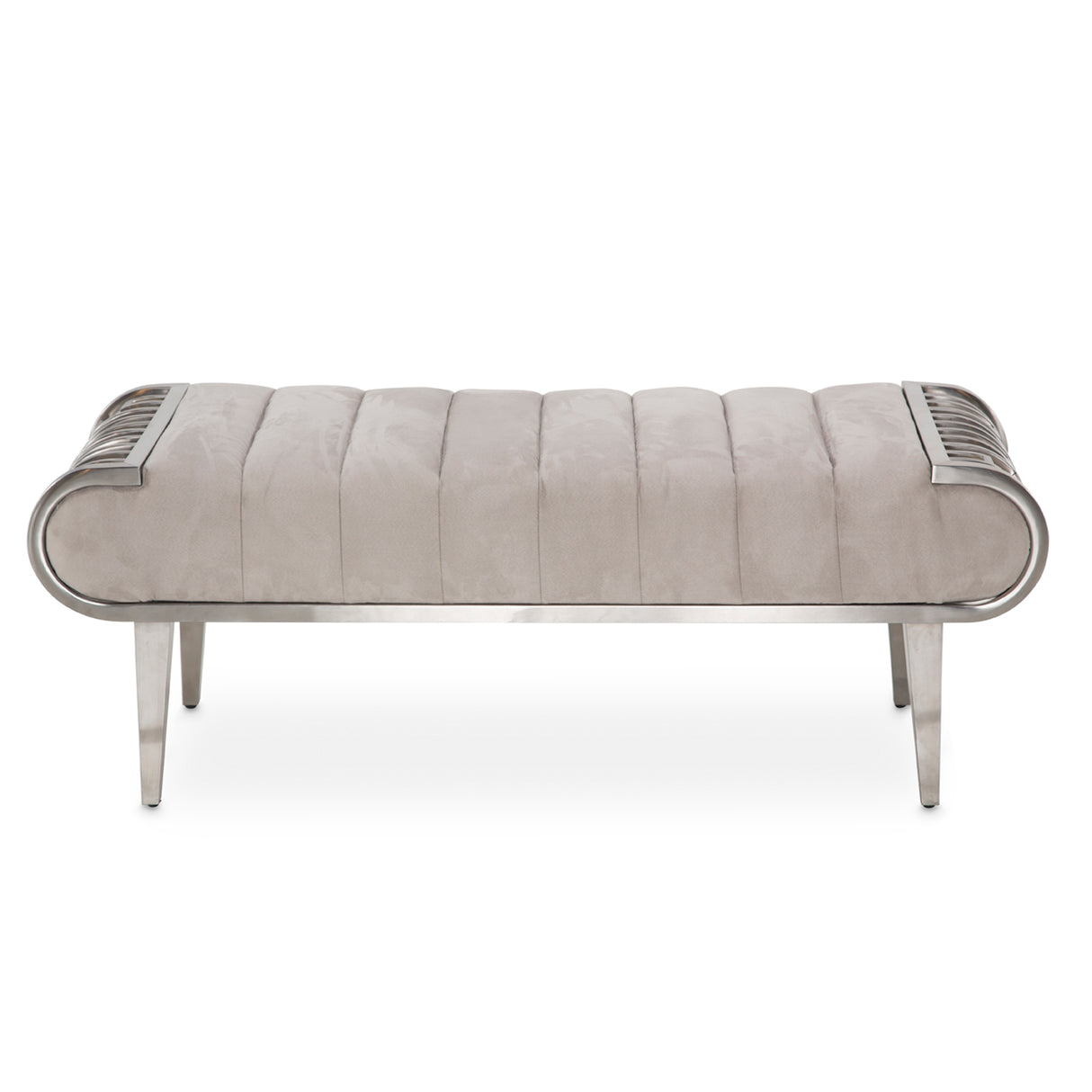 Roxbury Park Stainless Steel Channel-tufted Bench from Michael Amini - Luna Furniture