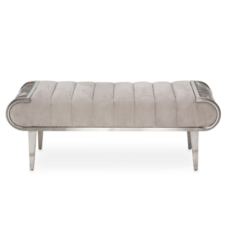 Roxbury Park Stainless Steel Channel-tufted Bench from Michael Amini - Luna Furniture